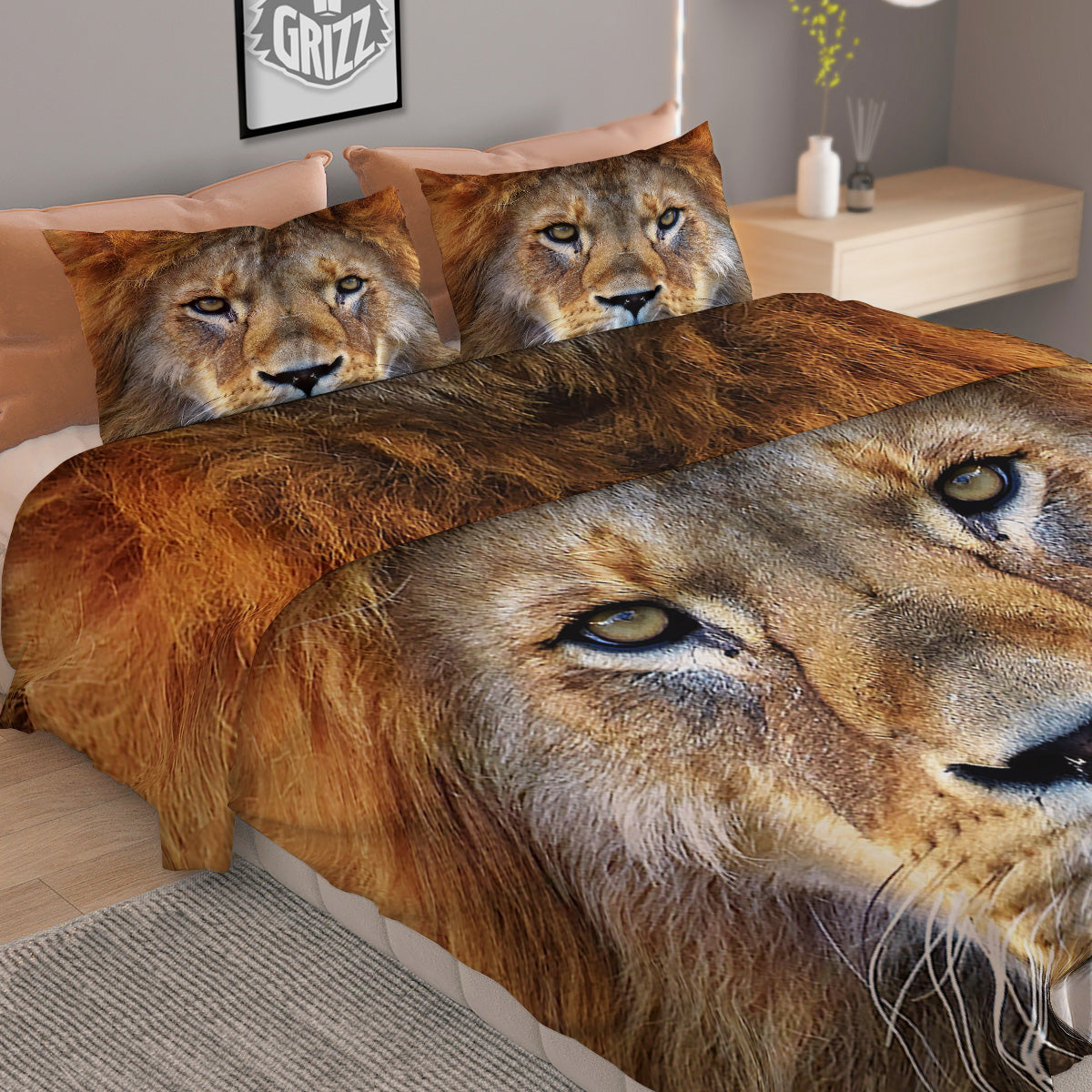 Portrait African Lion Print Duvet Cover Bedding Set