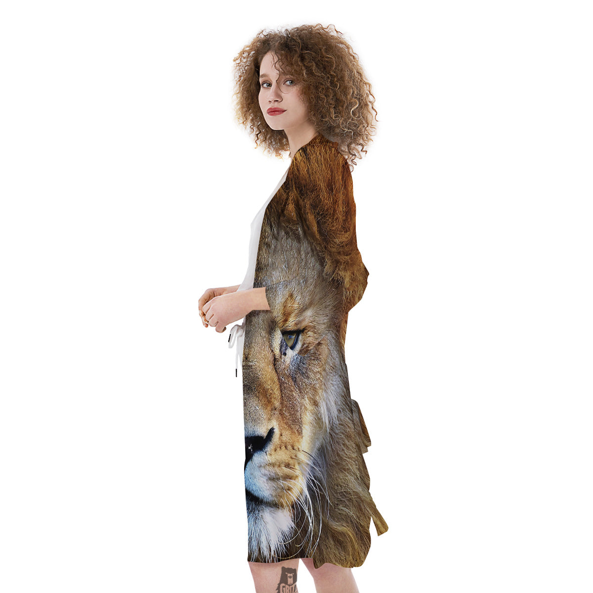 Portrait African Lion Print Kimono-grizzshop