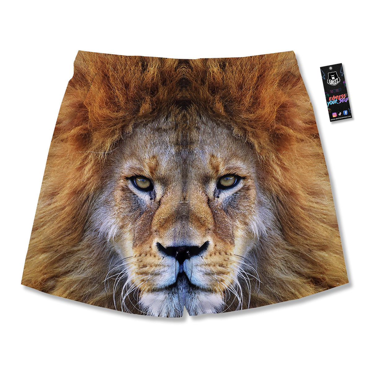 Portrait African Lion Print Men's Running Shorts-grizzshop