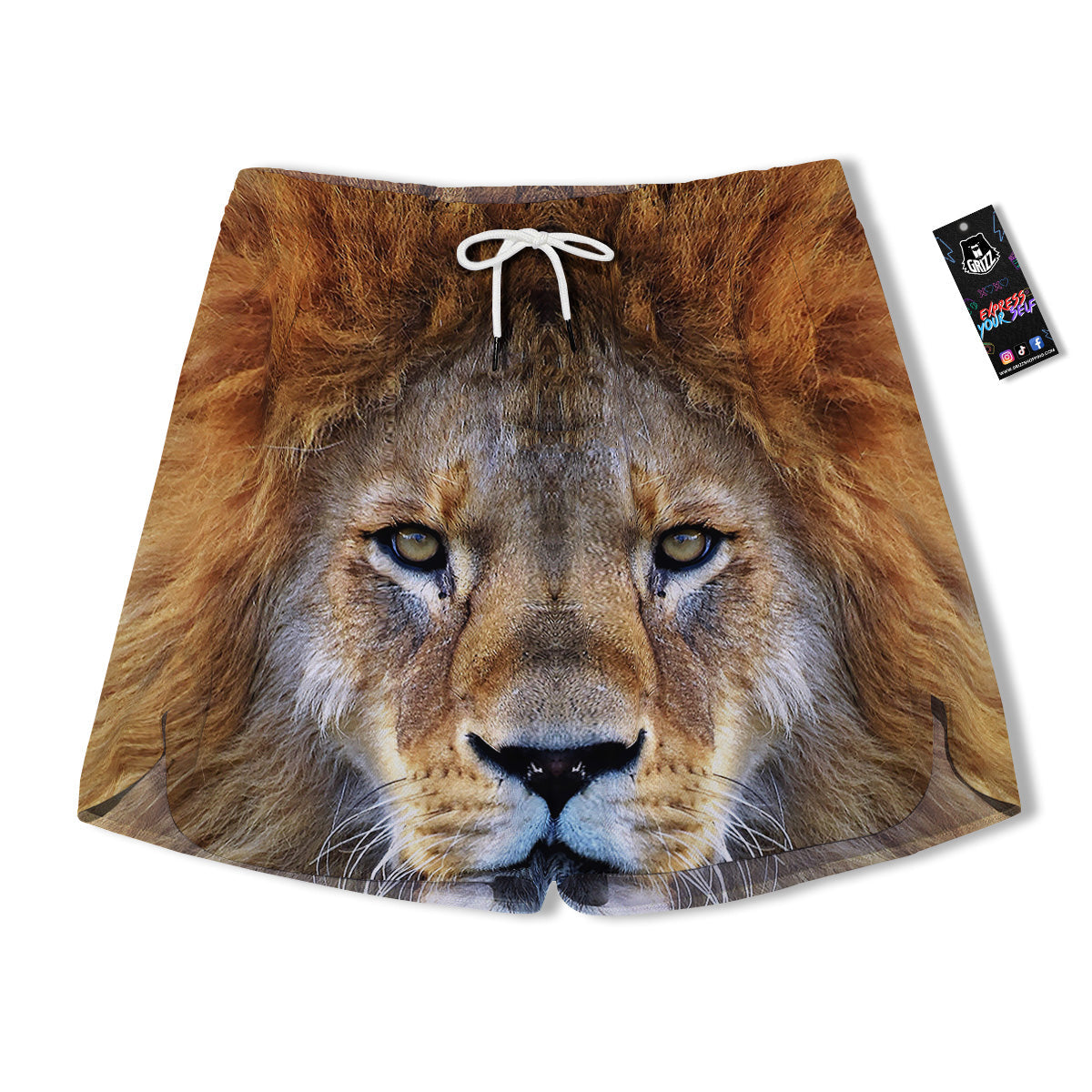 Portrait African Lion Print Men's Running Shorts-grizzshop