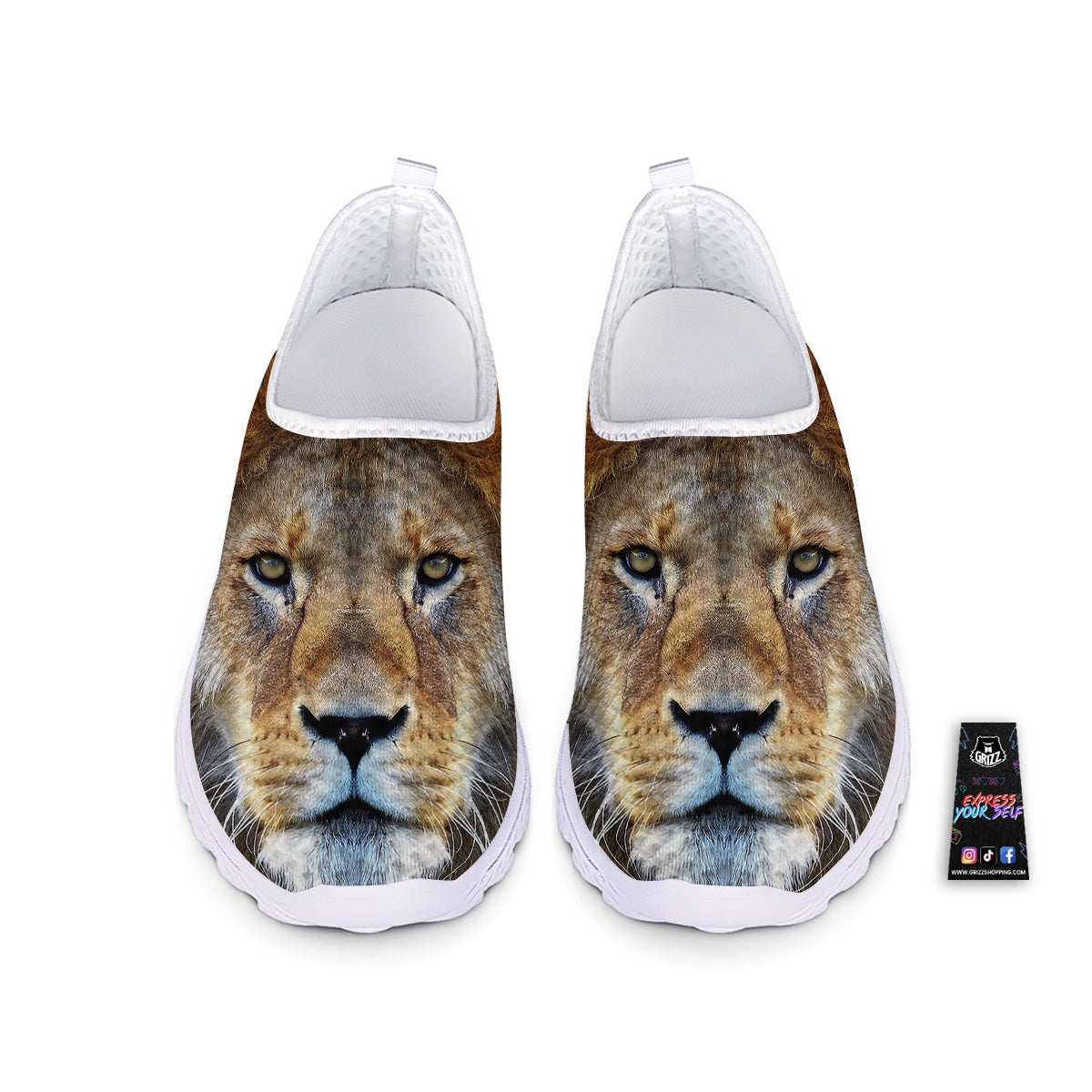Portrait African Lion Print Nurse Shoes-grizzshop