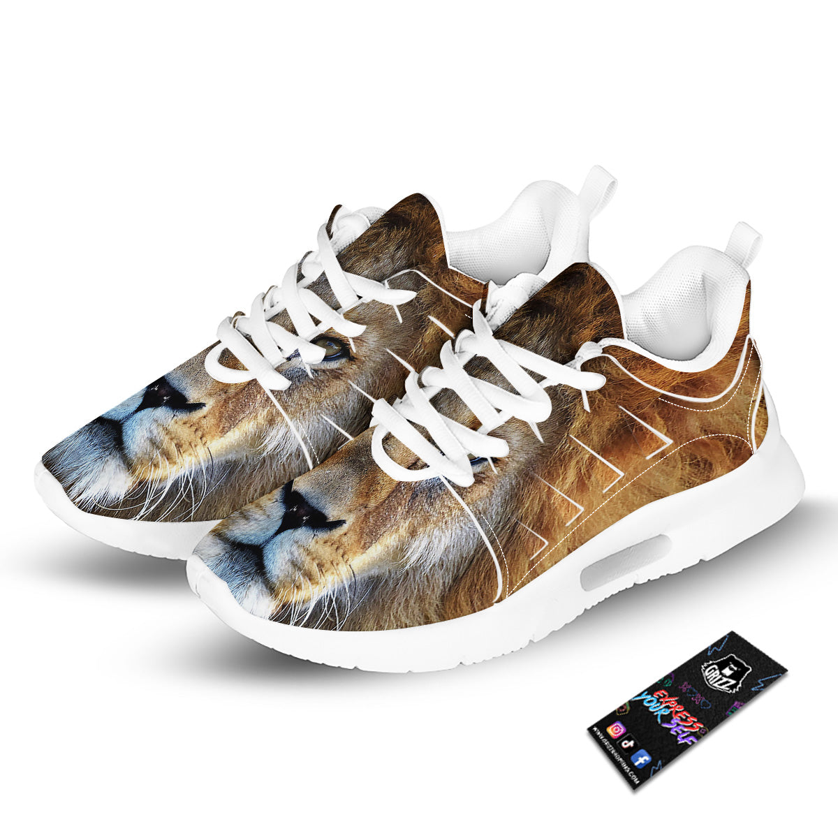 Portrait African Lion Print Tennis Shoes-grizzshop