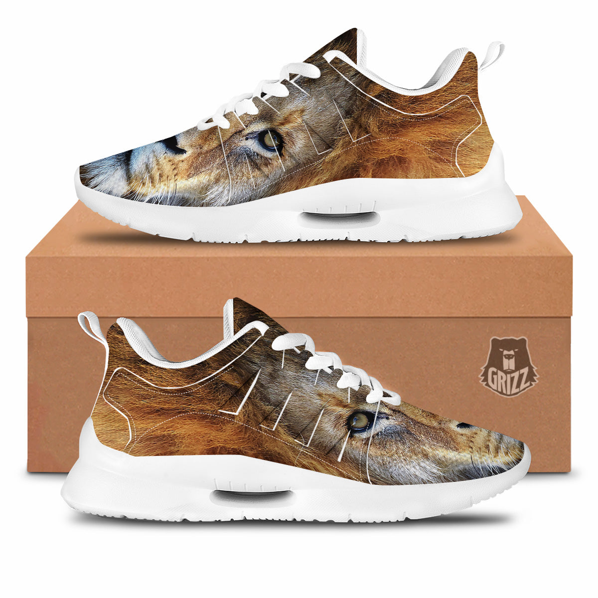 Portrait African Lion Print Tennis Shoes-grizzshop