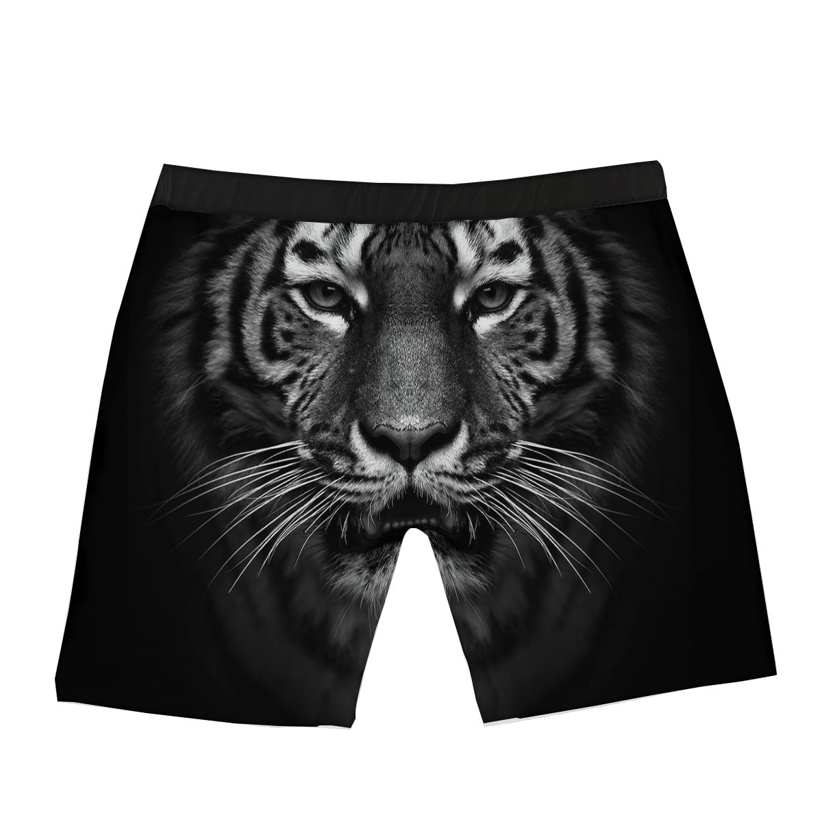 Portrait Black Tiger Print Boxer Briefs-grizzshop