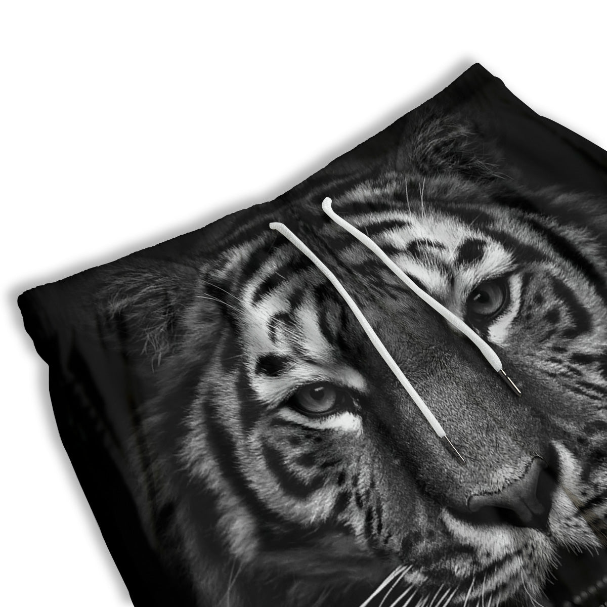 Portrait Black Tiger Print Men's Athletic Shorts