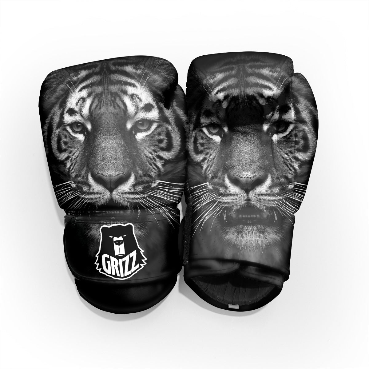 Portrait Black Tiger Print Pro Boxing Glove