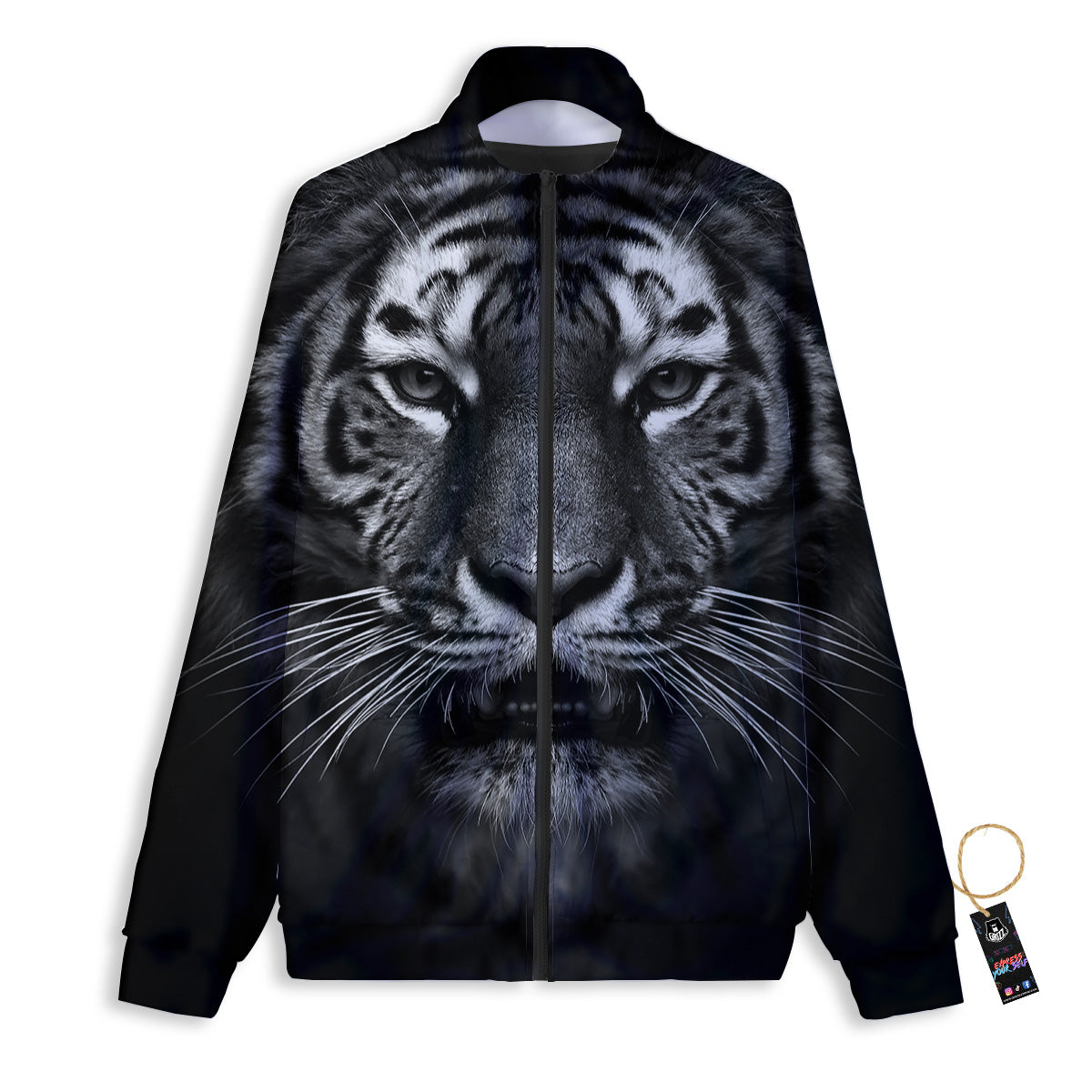 Portrait Black Tiger Print Track Jacket-grizzshop