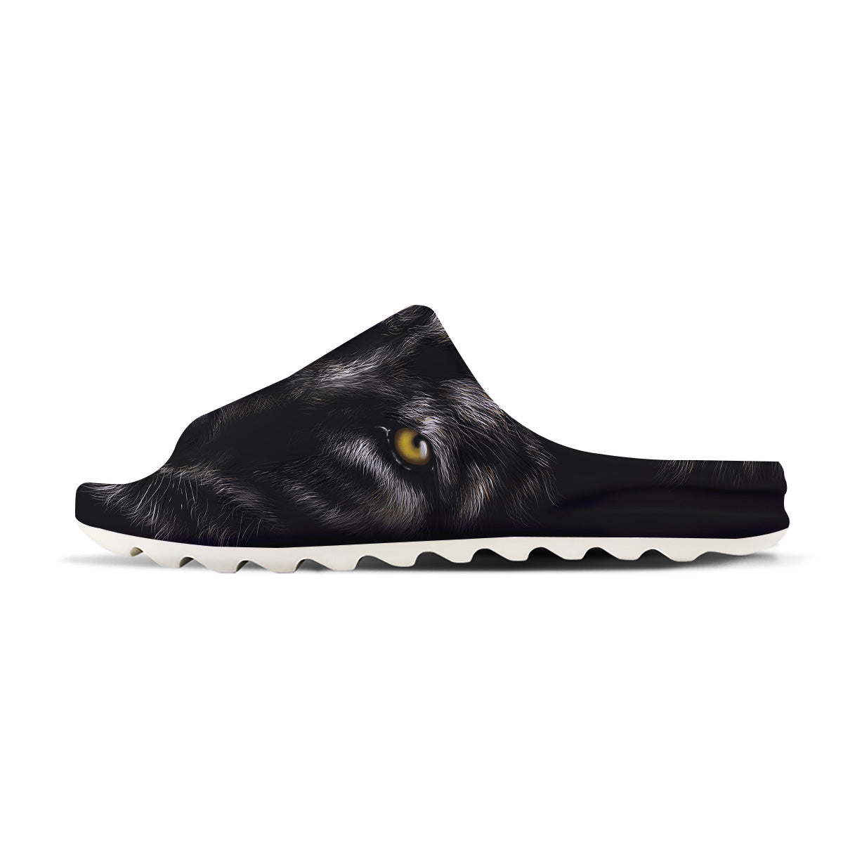 Portrait Black Wolf Print Sandals-grizzshop