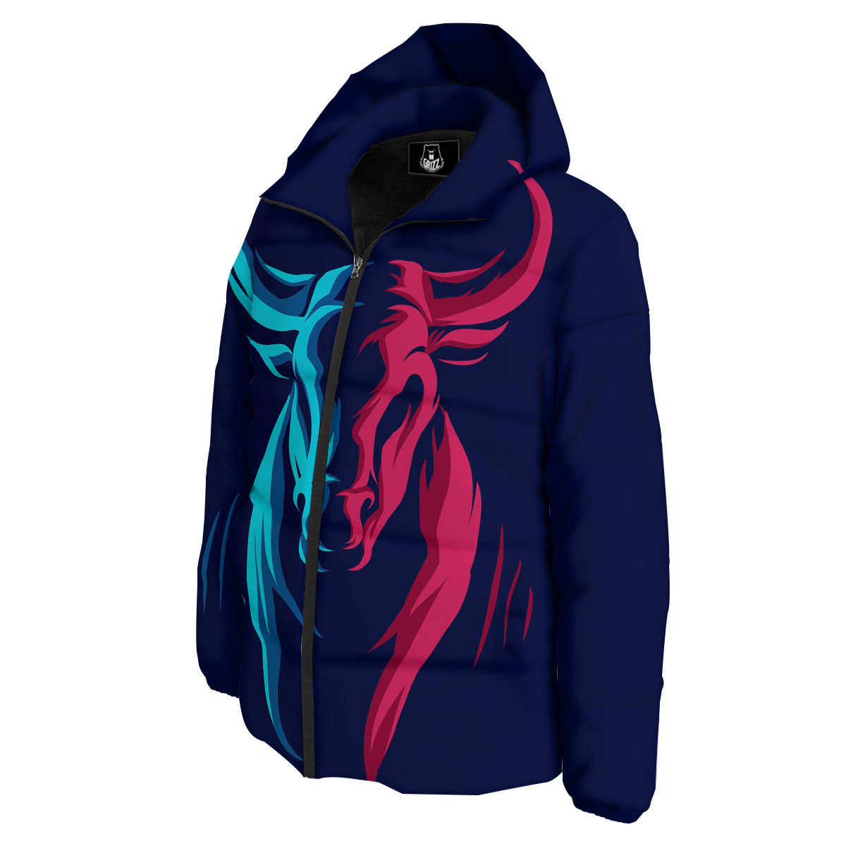 Portrait Bull Print Down Jacket-grizzshop