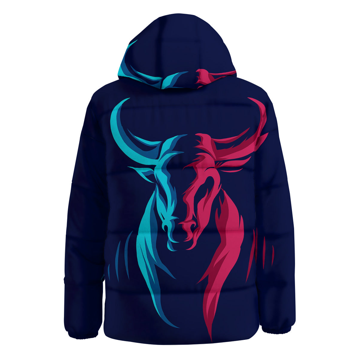 Portrait Bull Print Down Jacket-grizzshop