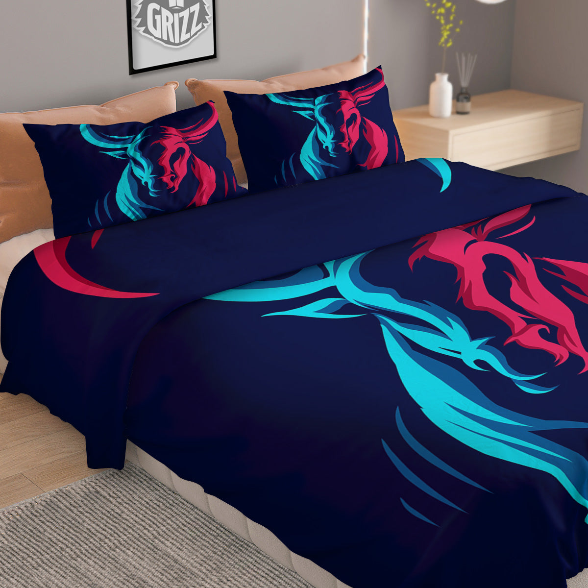 Phases And Eclipse Print Duvet Cover Bedding Set