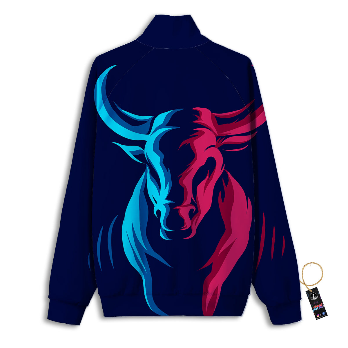 Portrait Bull Print Track Jacket-grizzshop