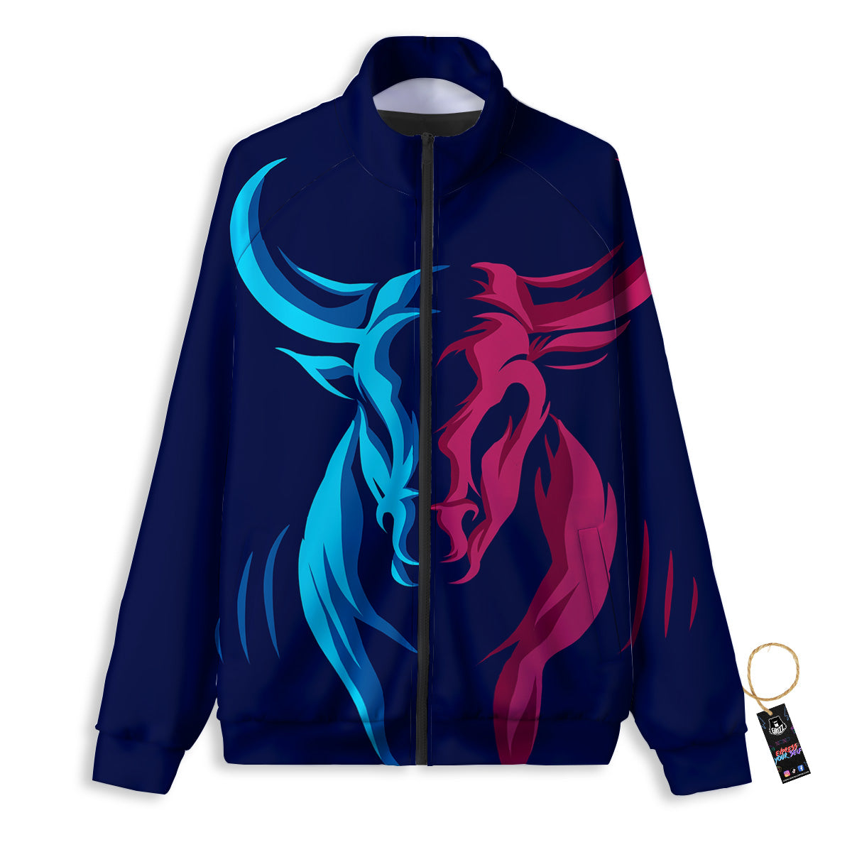 Portrait Bull Print Track Jacket-grizzshop