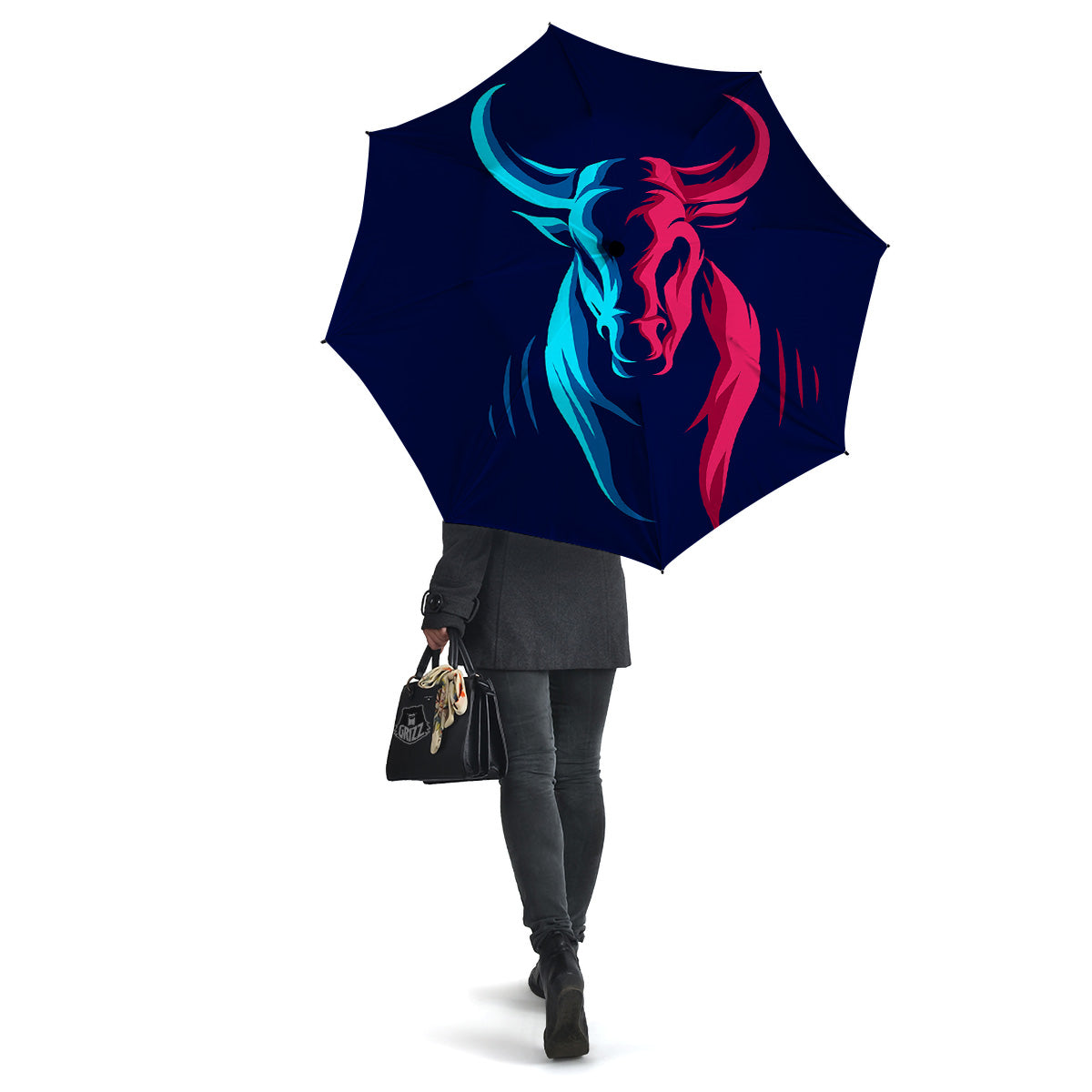 Portrait Bull Print Umbrella-grizzshop
