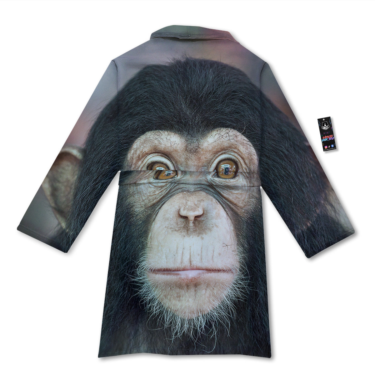 Portrait Chimpanzee Print Bathrobe-grizzshop