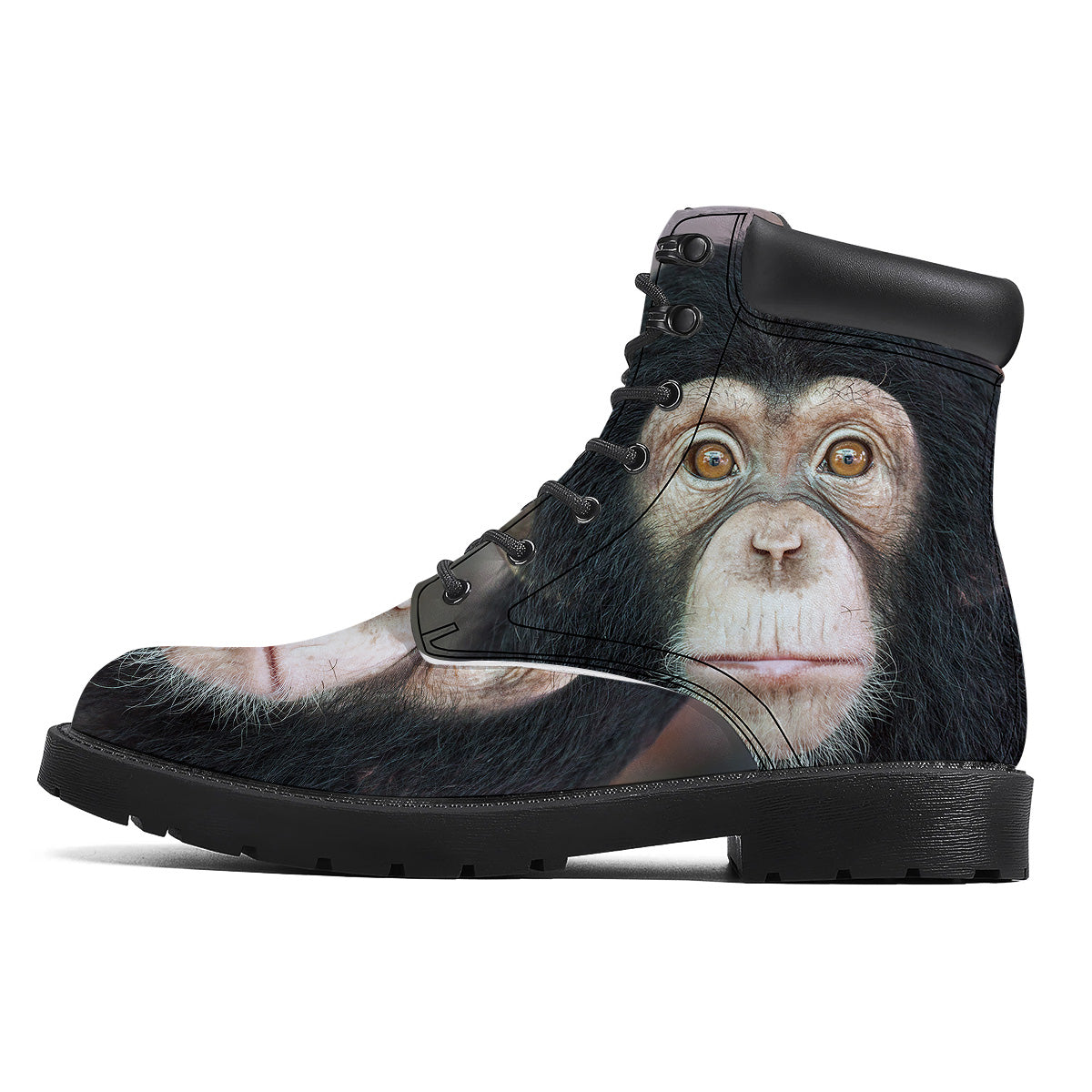 Portrait Chimpanzee Print Boots-grizzshop
