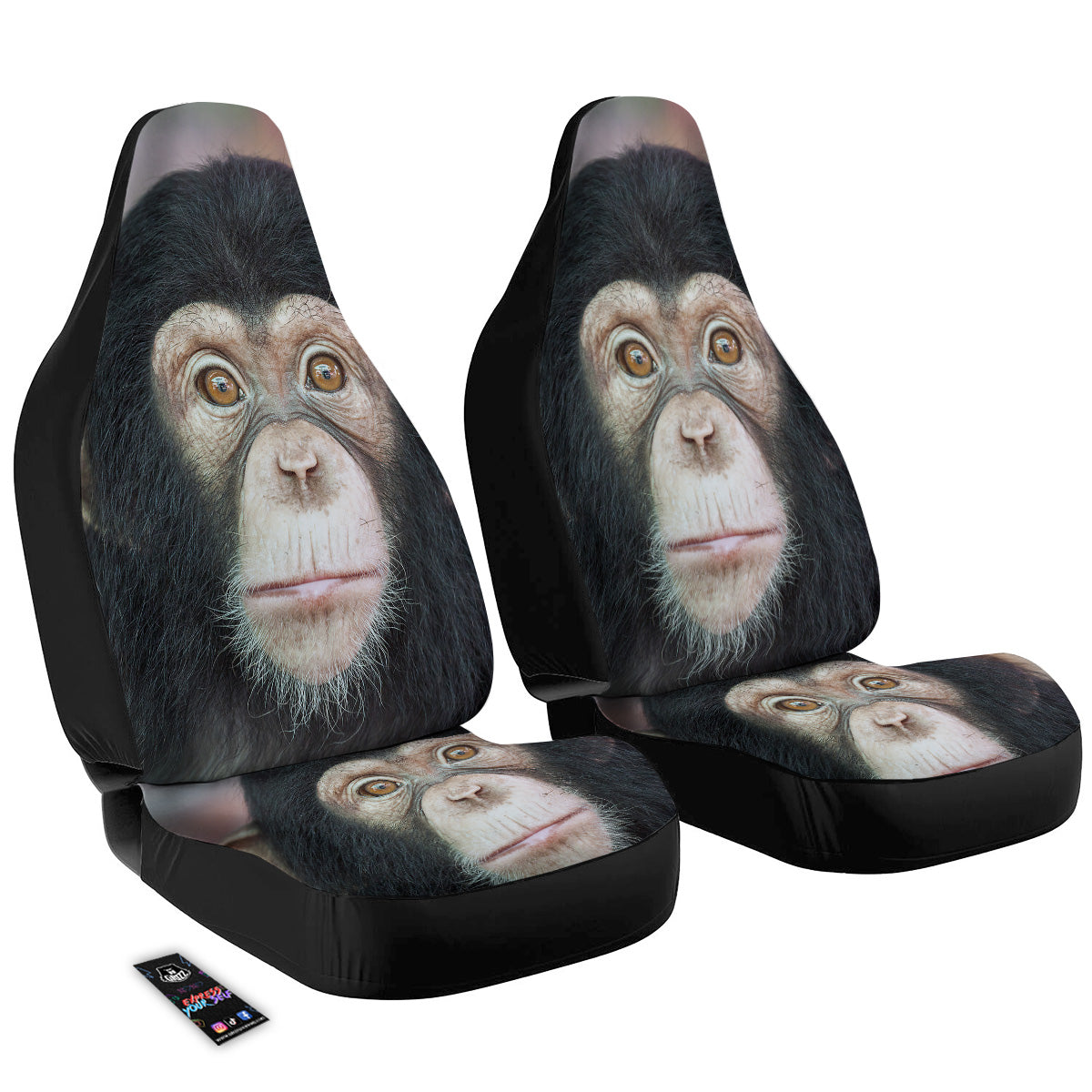 Portrait Chimpanzee Print Car Seat Covers-grizzshop