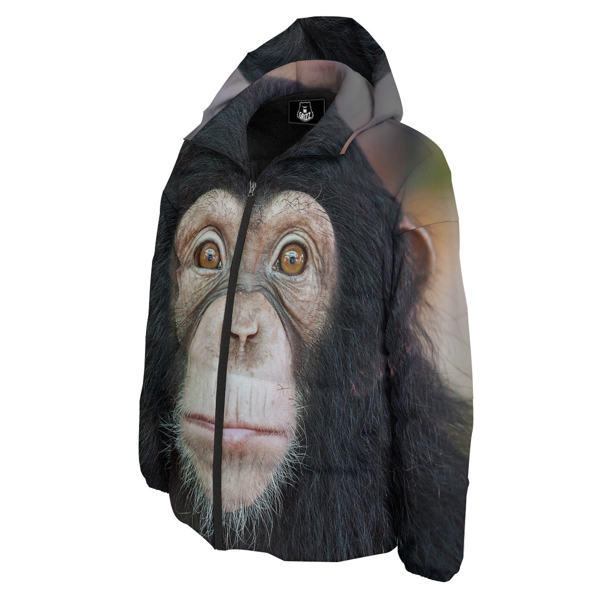 Portrait Chimpanzee Print Down Jacket-grizzshop
