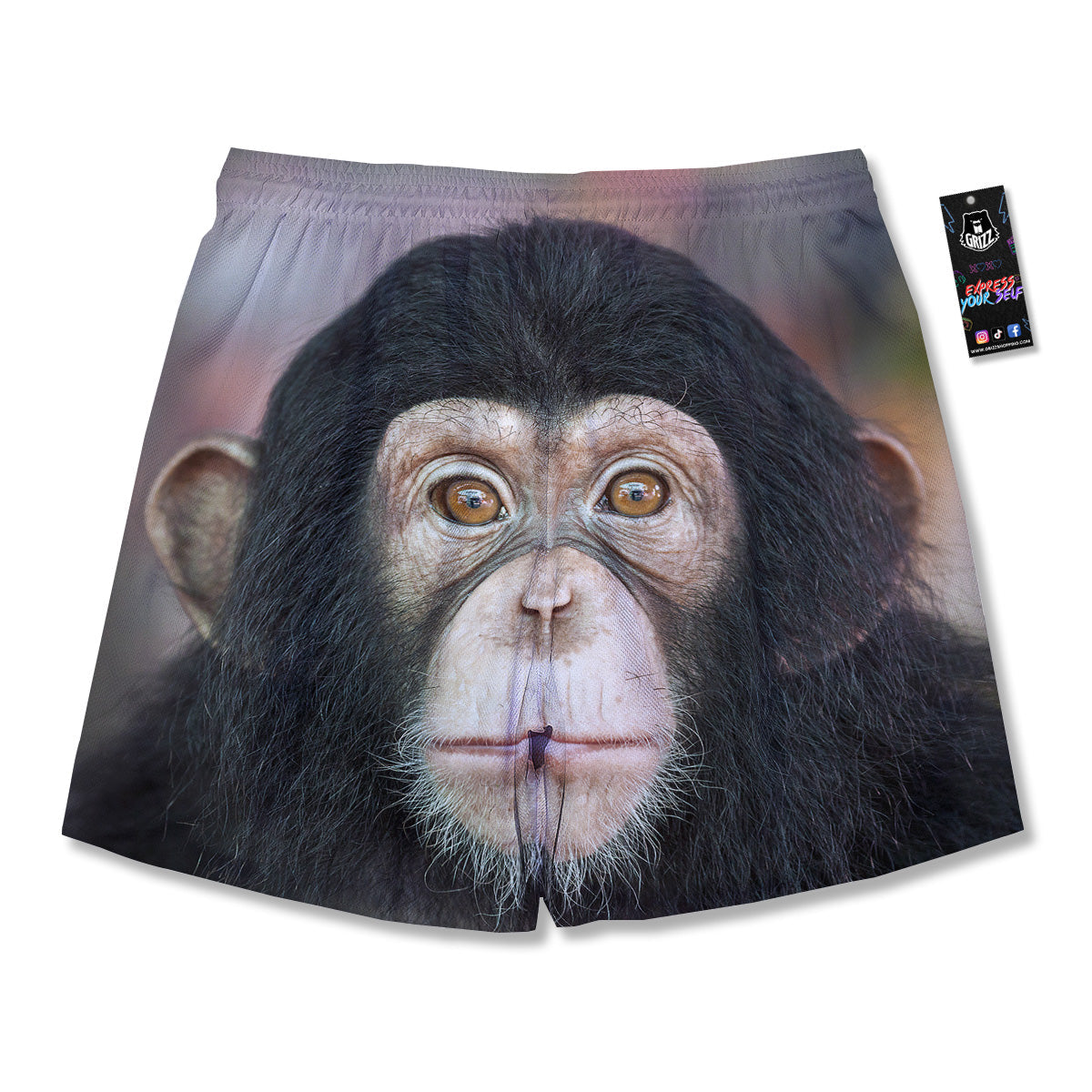 Portrait Chimpanzee Print Men's Running Shorts-grizzshop