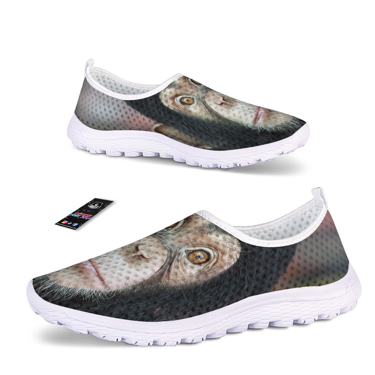 Portrait Chimpanzee Print Nurse Shoes-grizzshop