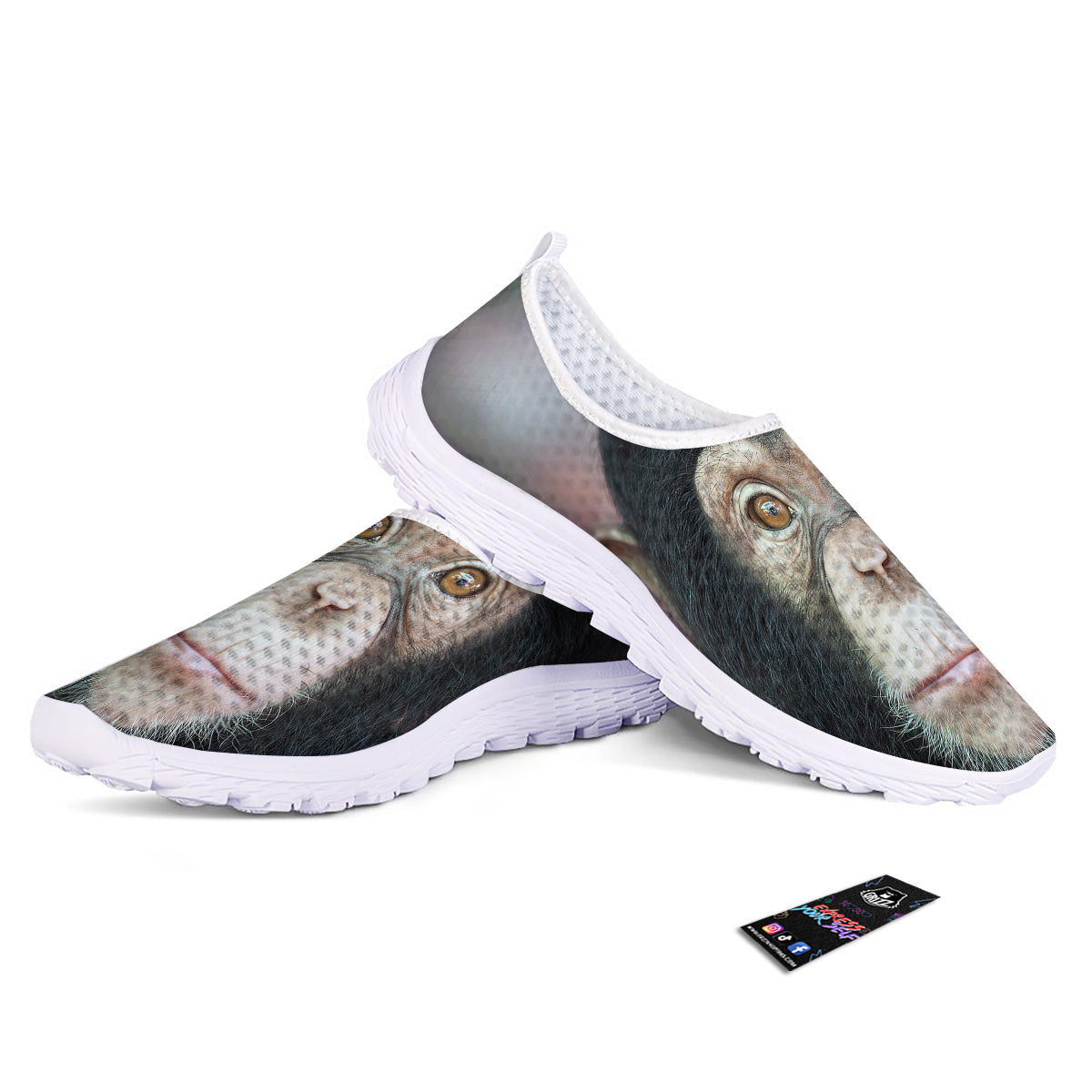 Portrait Chimpanzee Print Nurse Shoes-grizzshop