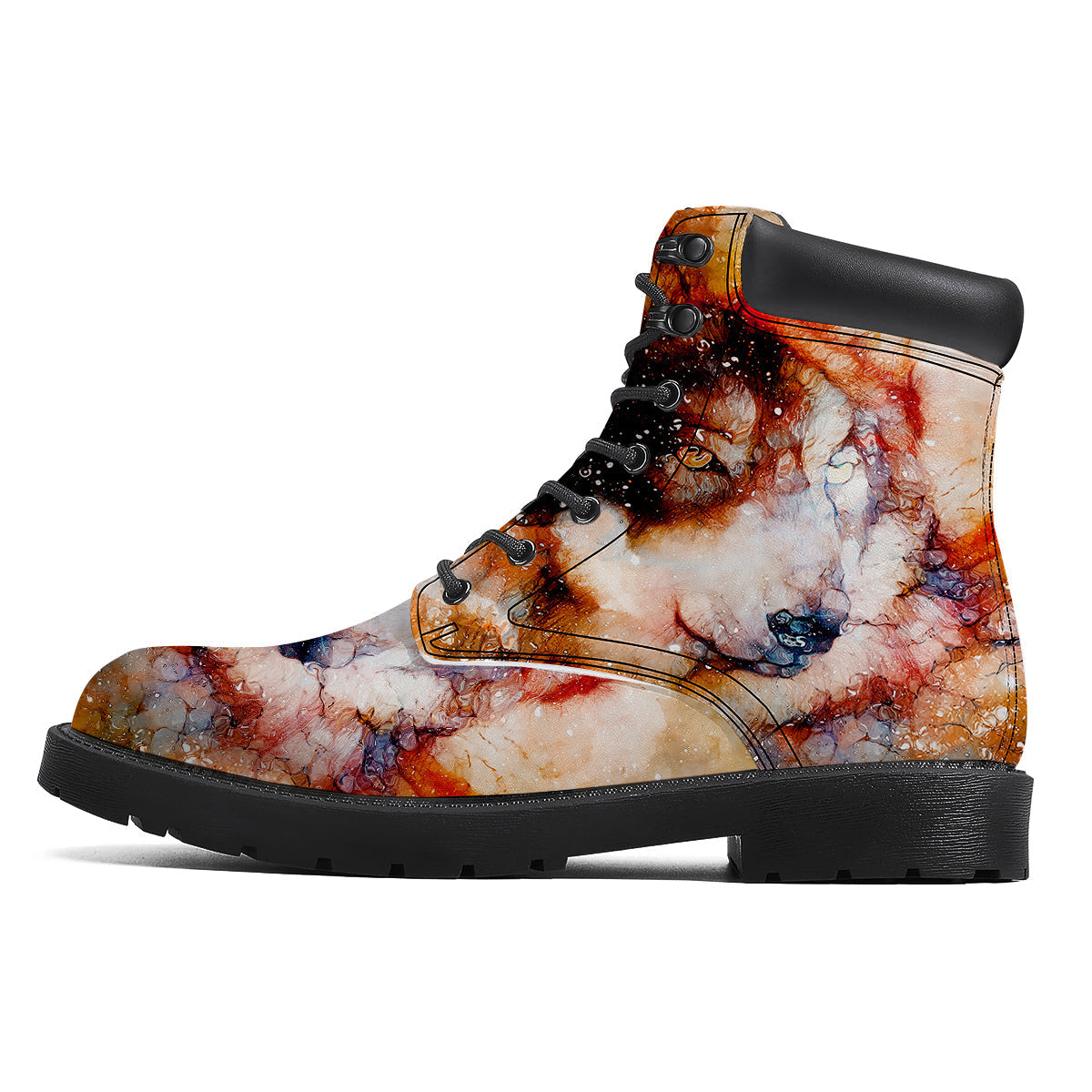 Portrait Cosmic Wolf Print Boots-grizzshop