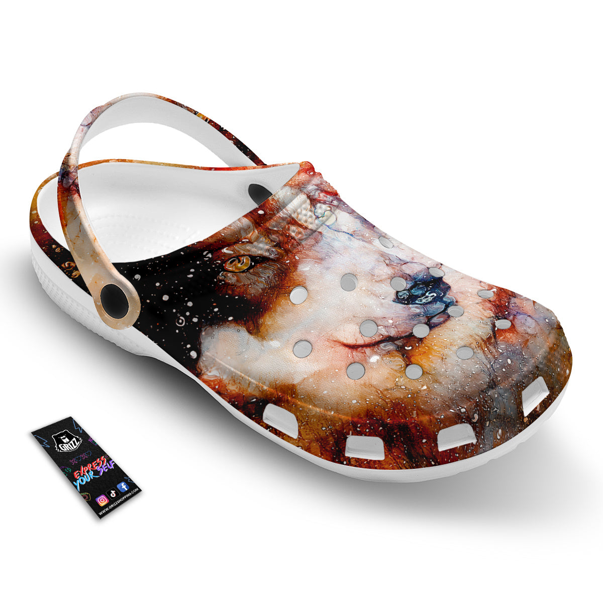 Portrait Cosmic Wolf Print Clog-grizzshop