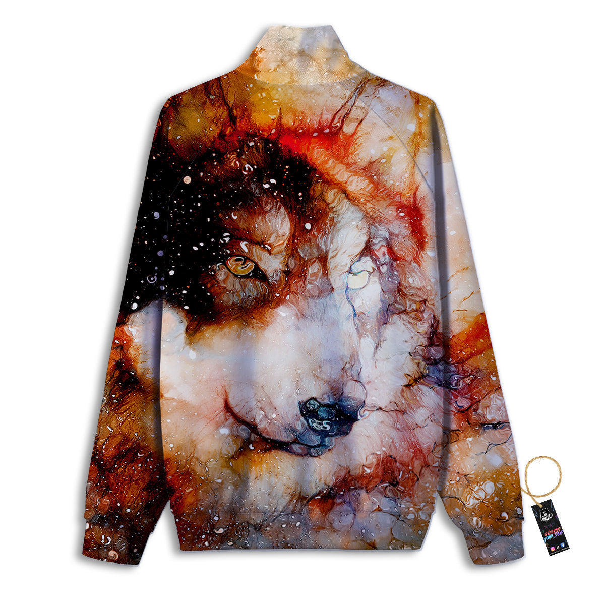Portrait Cosmic Wolf Print Track Jacket-grizzshop