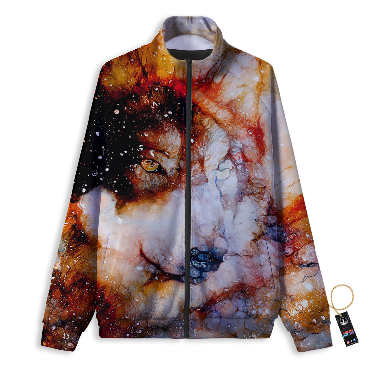Portrait Cosmic Wolf Print Track Jacket-grizzshop