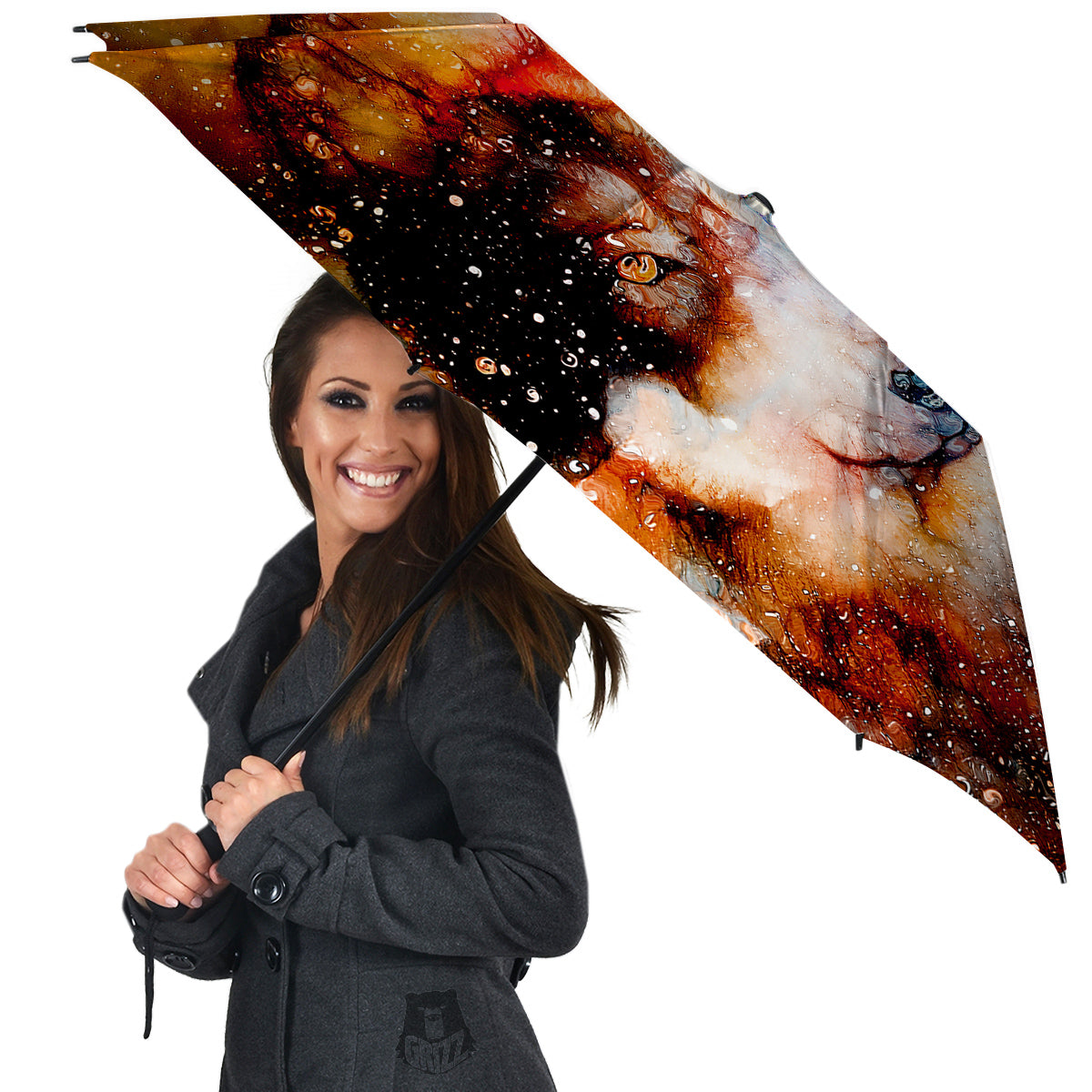 Portrait Cosmic Wolf Print Umbrella-grizzshop