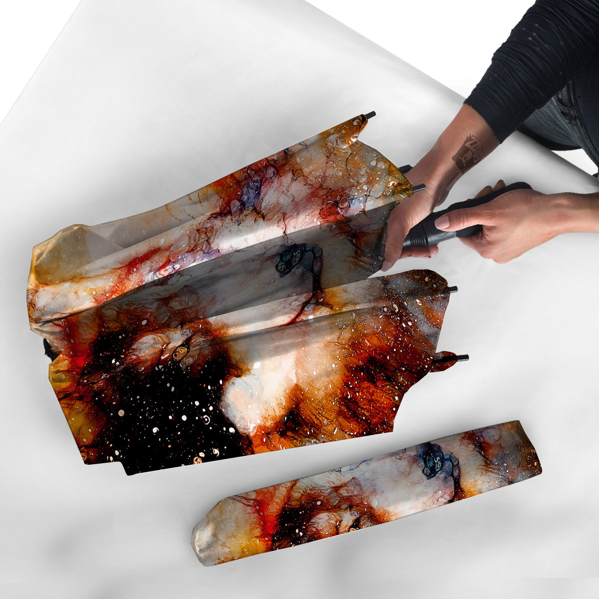 Portrait Cosmic Wolf Print Umbrella-grizzshop