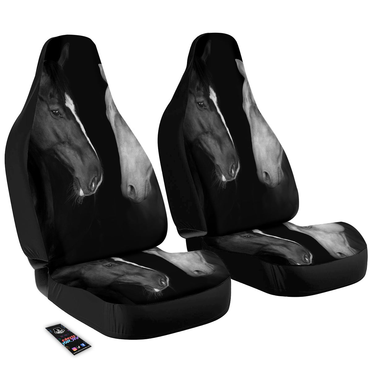 Portrait Couple Horses Print Car Seat Covers-grizzshop