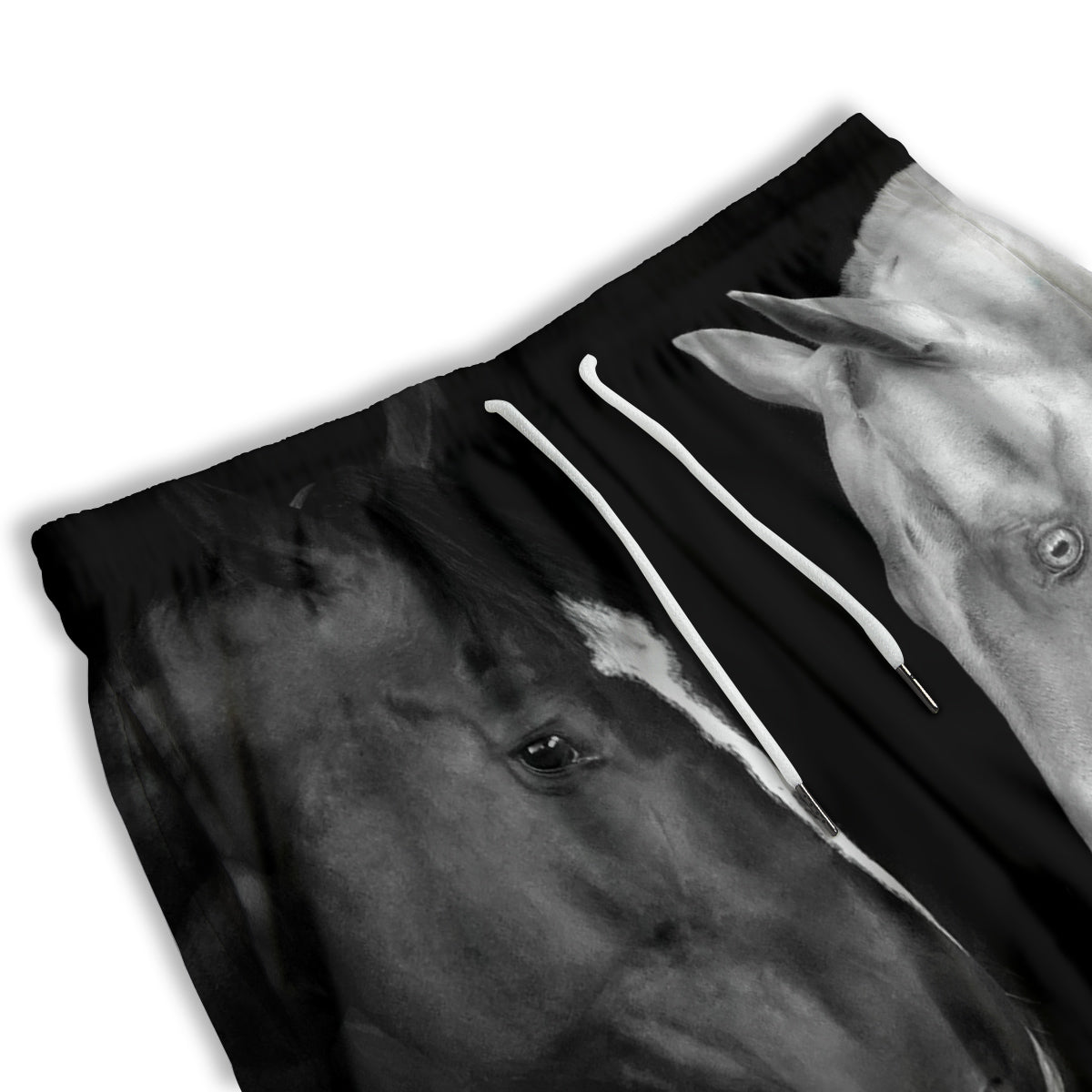 Portrait Couple Horses Print Men's Athletic Shorts