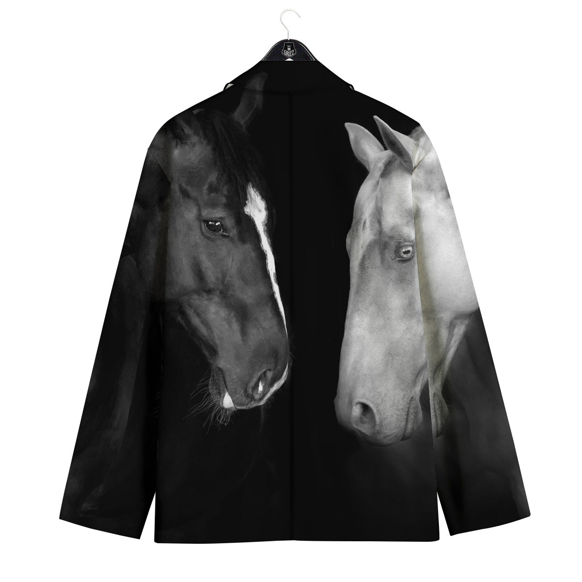 Portrait Couple Horses Print Men's Sport Coat-grizzshop
