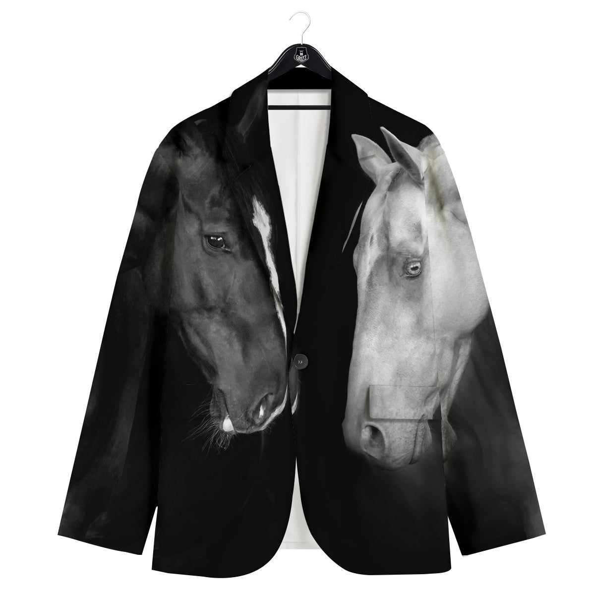 Portrait Couple Horses Print Men's Sport Coat-grizzshop
