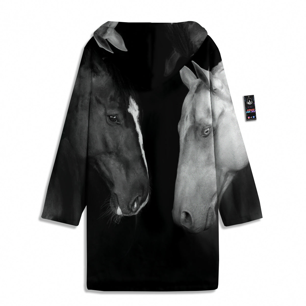 Portrait Couple Horses Print Men's Windbreaker Jacket-grizzshop