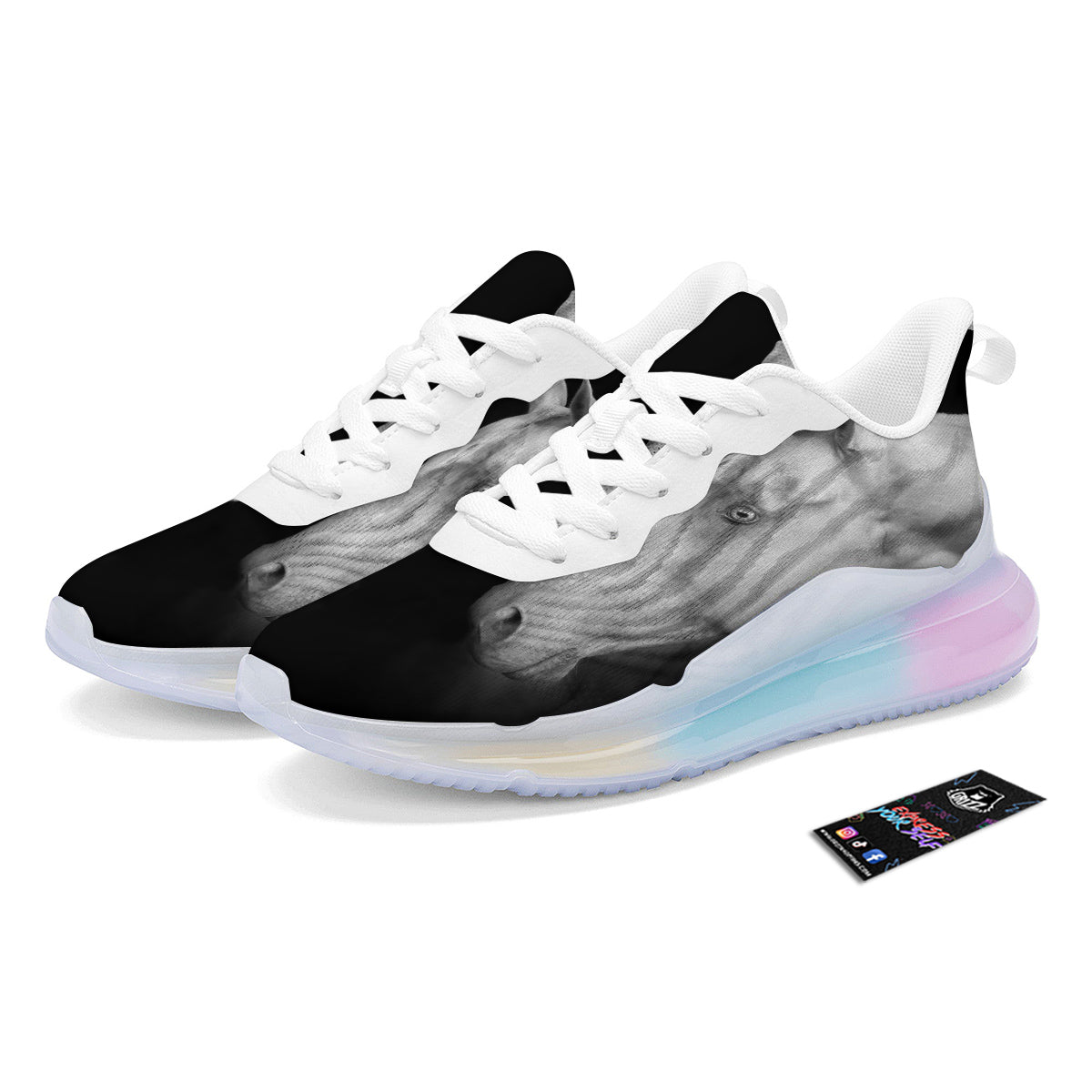 Portrait Couple Horses Print Running Sneakers-grizzshop