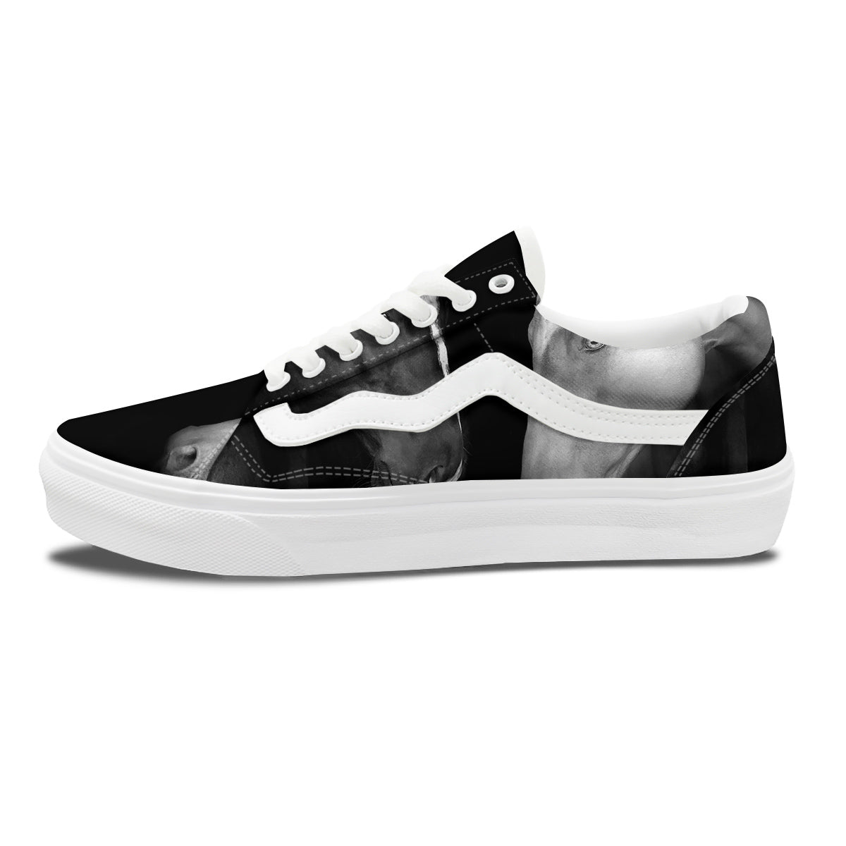 Portrait Couple Horses Print Skate Shoes-grizzshop