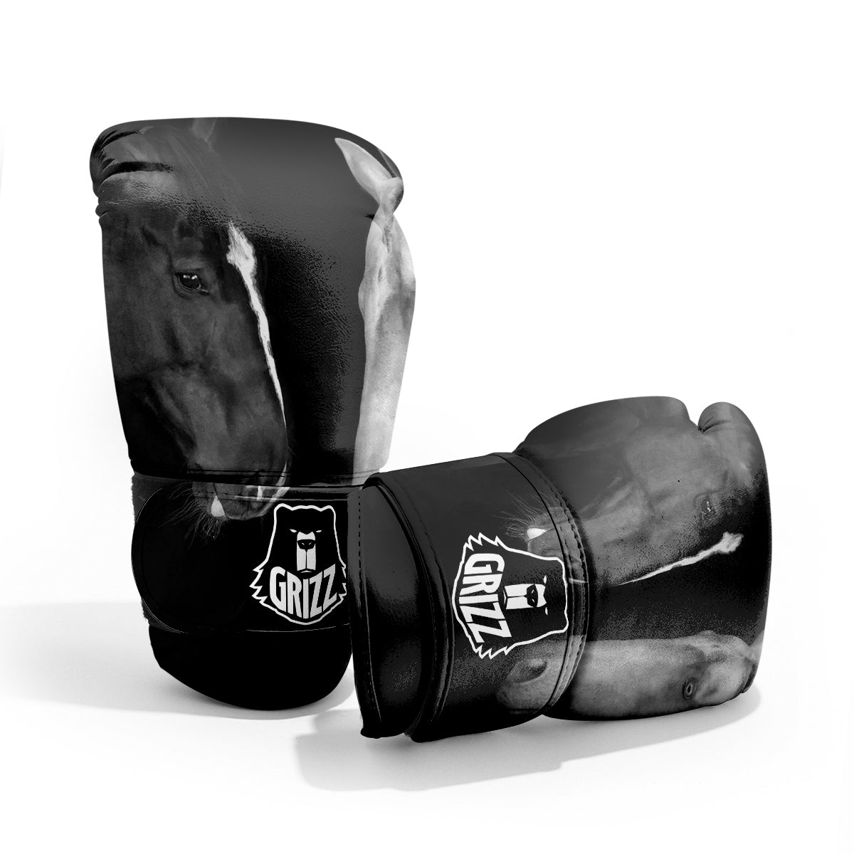 Portrait Couple Horses Print Pro Boxing Glove