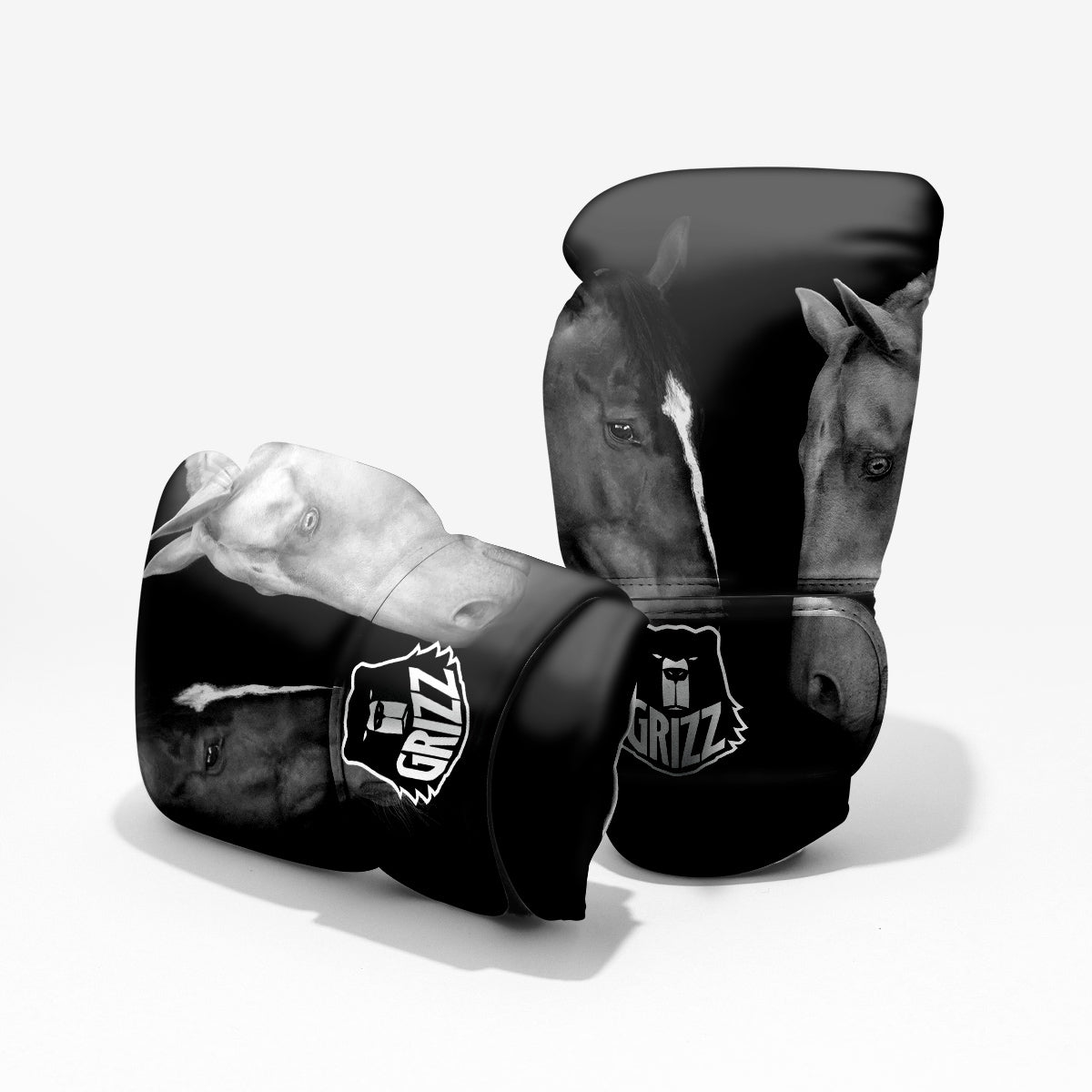 Portrait Couple Horses Print Pro Boxing Glove