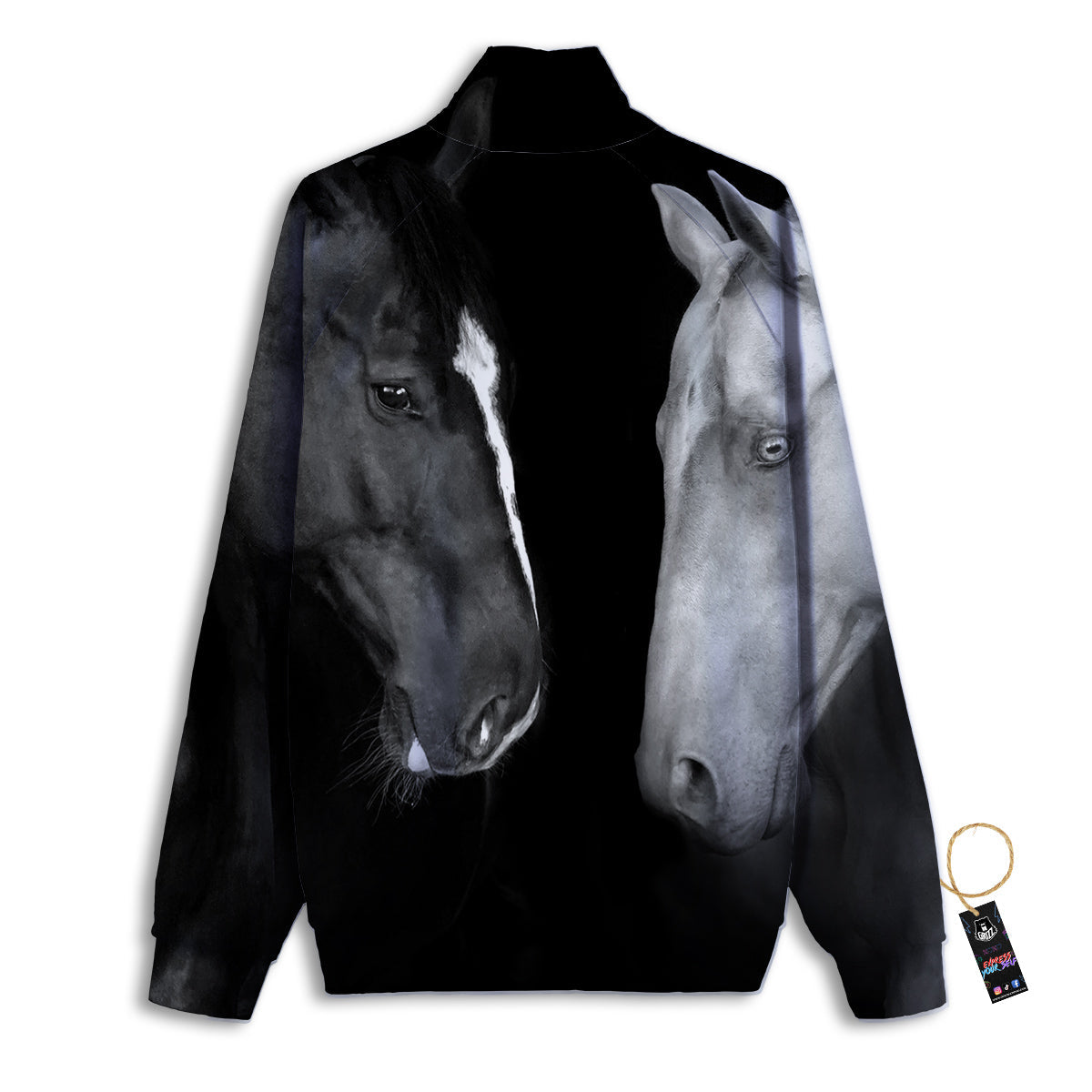 Portrait Couple Horses Print Track Jacket-grizzshop