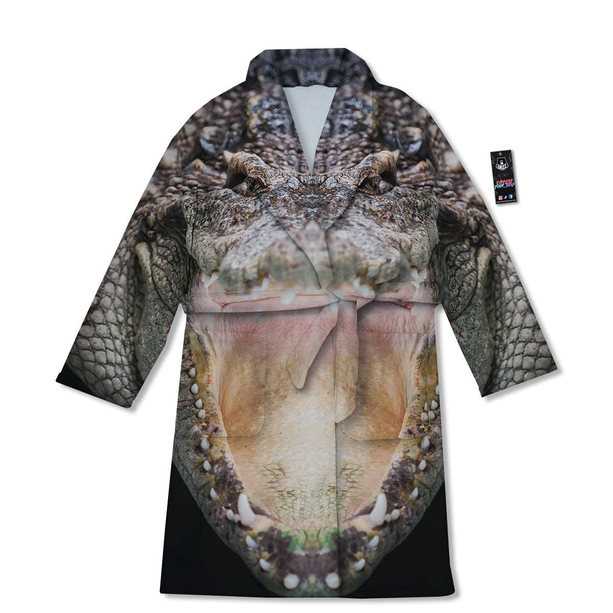 Portrait Crocodile Print Bathrobe-grizzshop