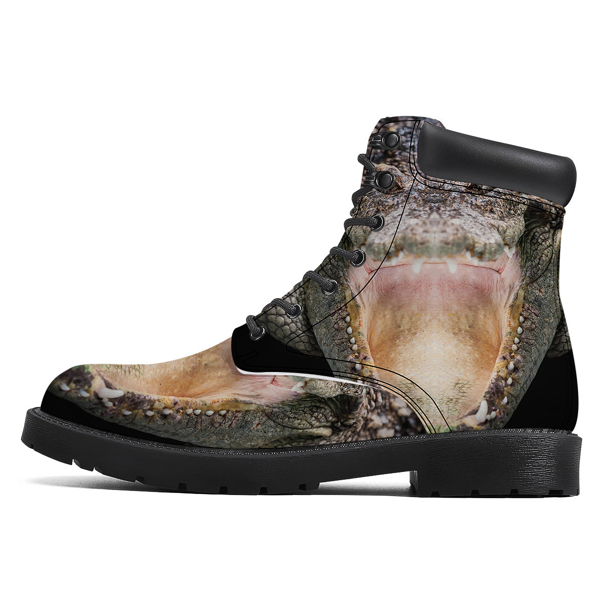 Portrait Crocodile Print Boots-grizzshop