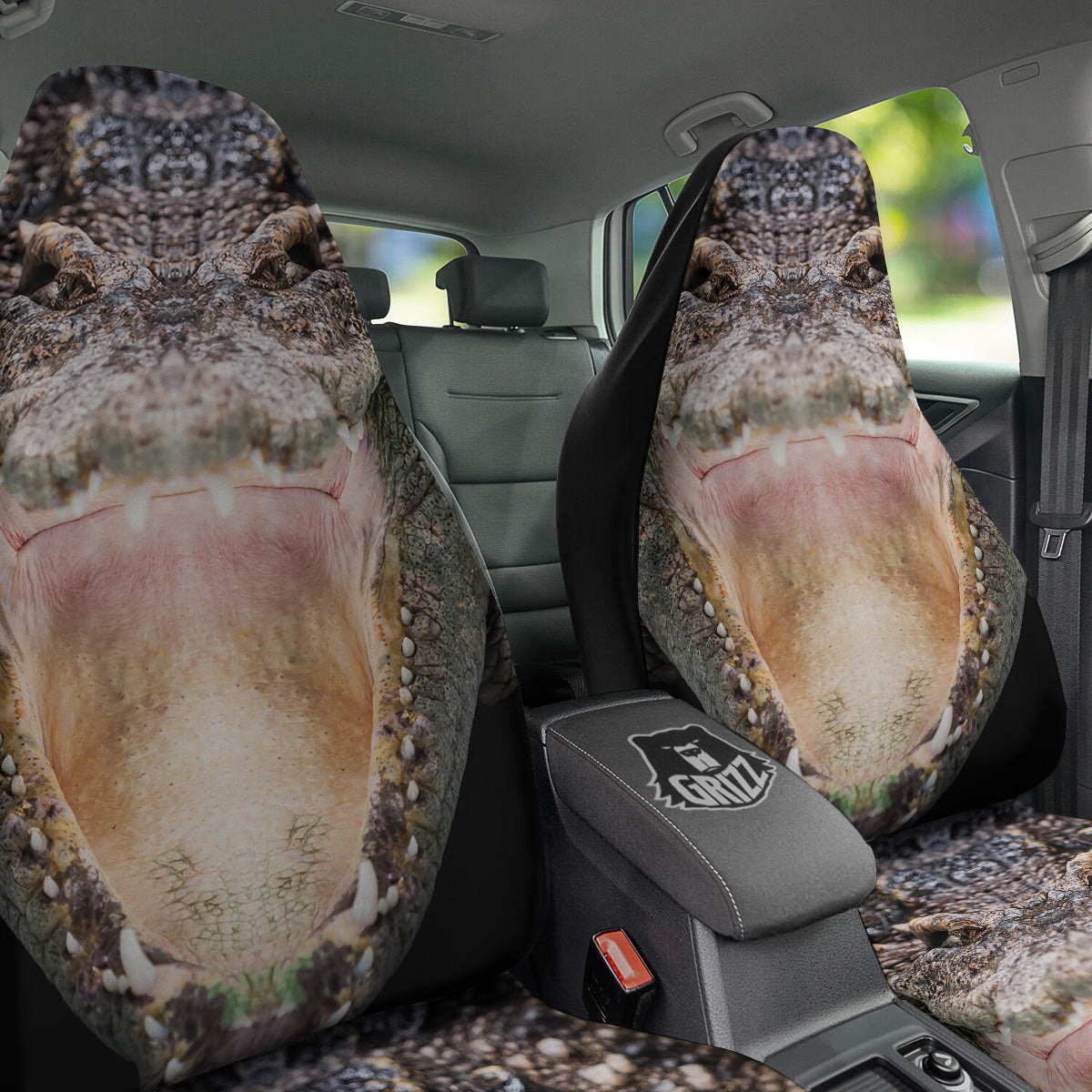 Portrait Crocodile Print Car Seat Covers-grizzshop