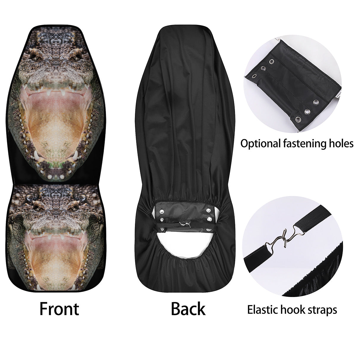 Portrait Crocodile Print Car Seat Covers-grizzshop