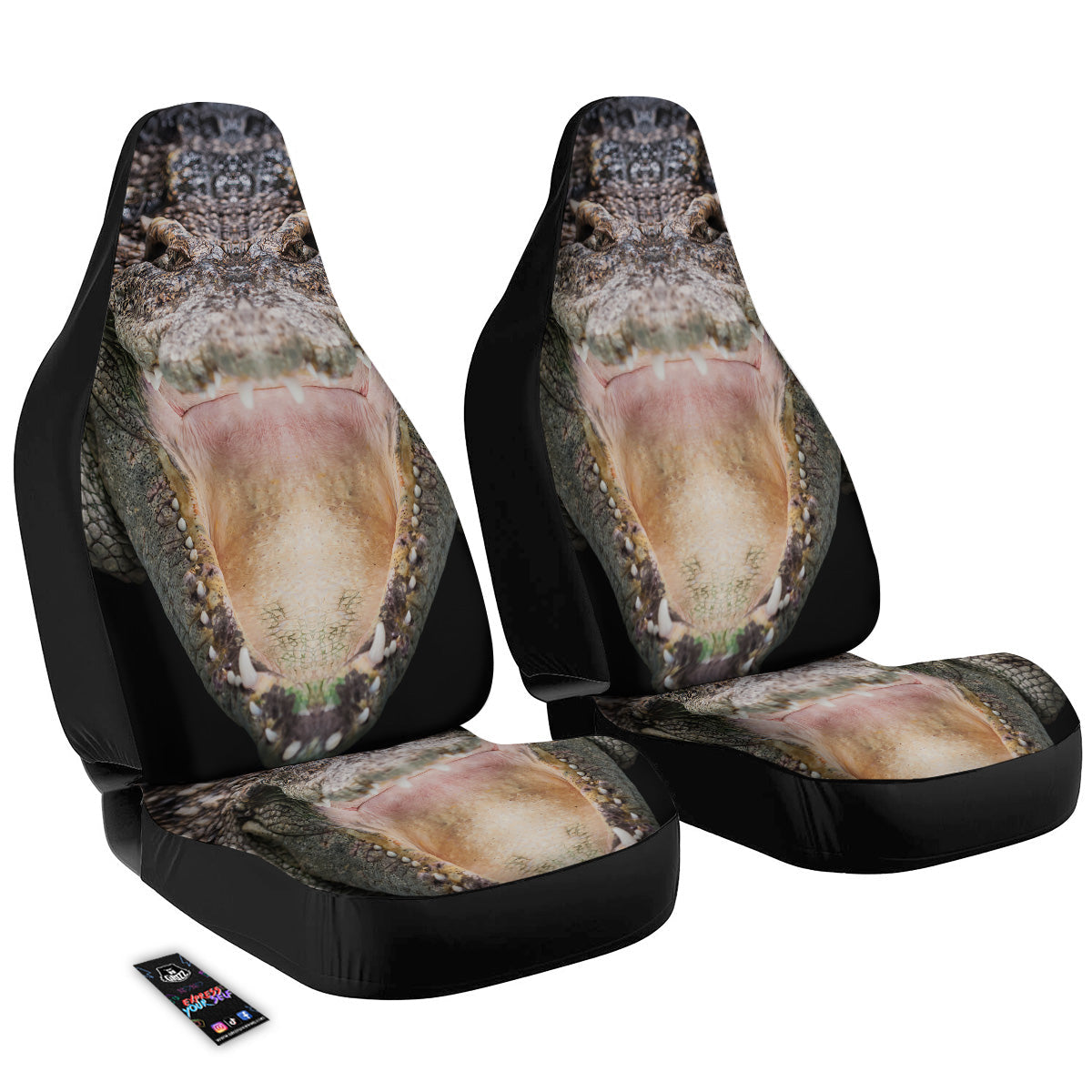 Portrait Crocodile Print Car Seat Covers-grizzshop