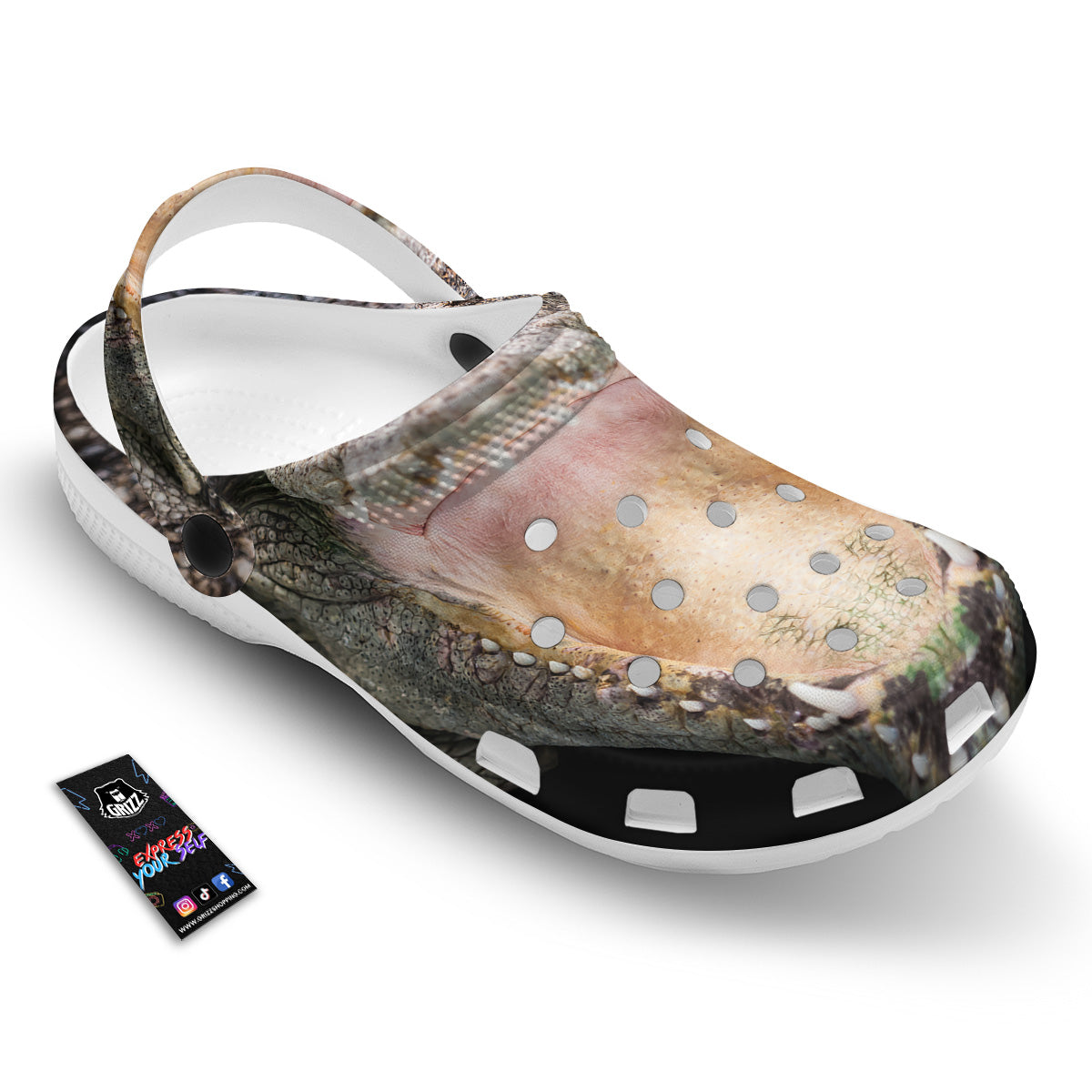 Portrait Crocodile Print Clog-grizzshop