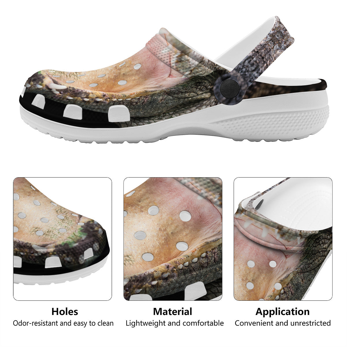Portrait Crocodile Print Clog-grizzshop