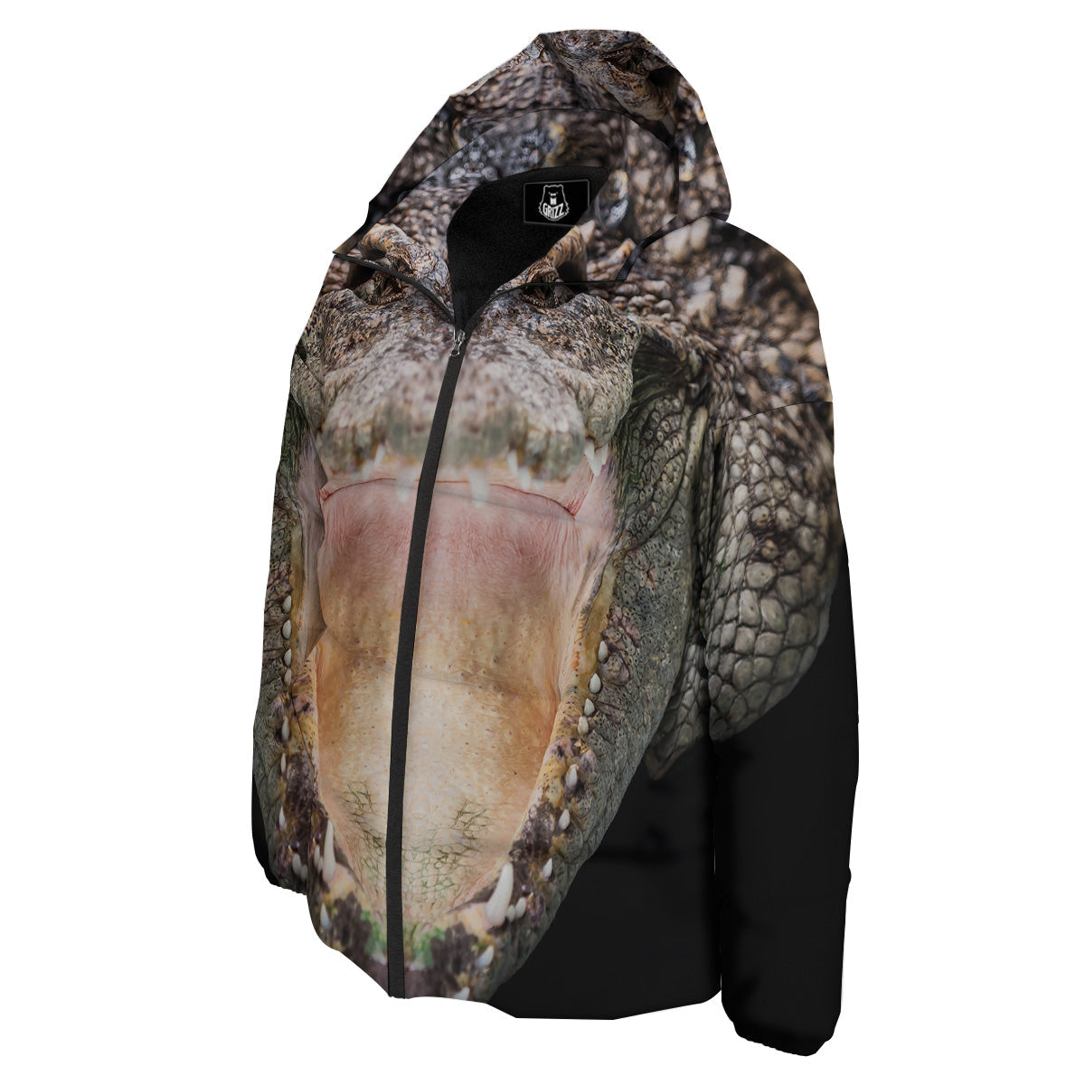 Portrait Crocodile Print Down Jacket-grizzshop