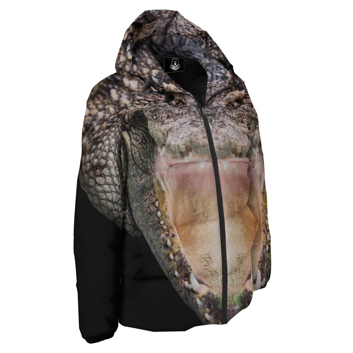 Portrait Crocodile Print Down Jacket-grizzshop